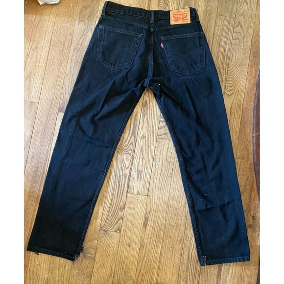 Levis 505 Jeans Men 33x32 (32x39*) Black Denim Straight Leg Cotton Zip READ - Picture 2 of 16